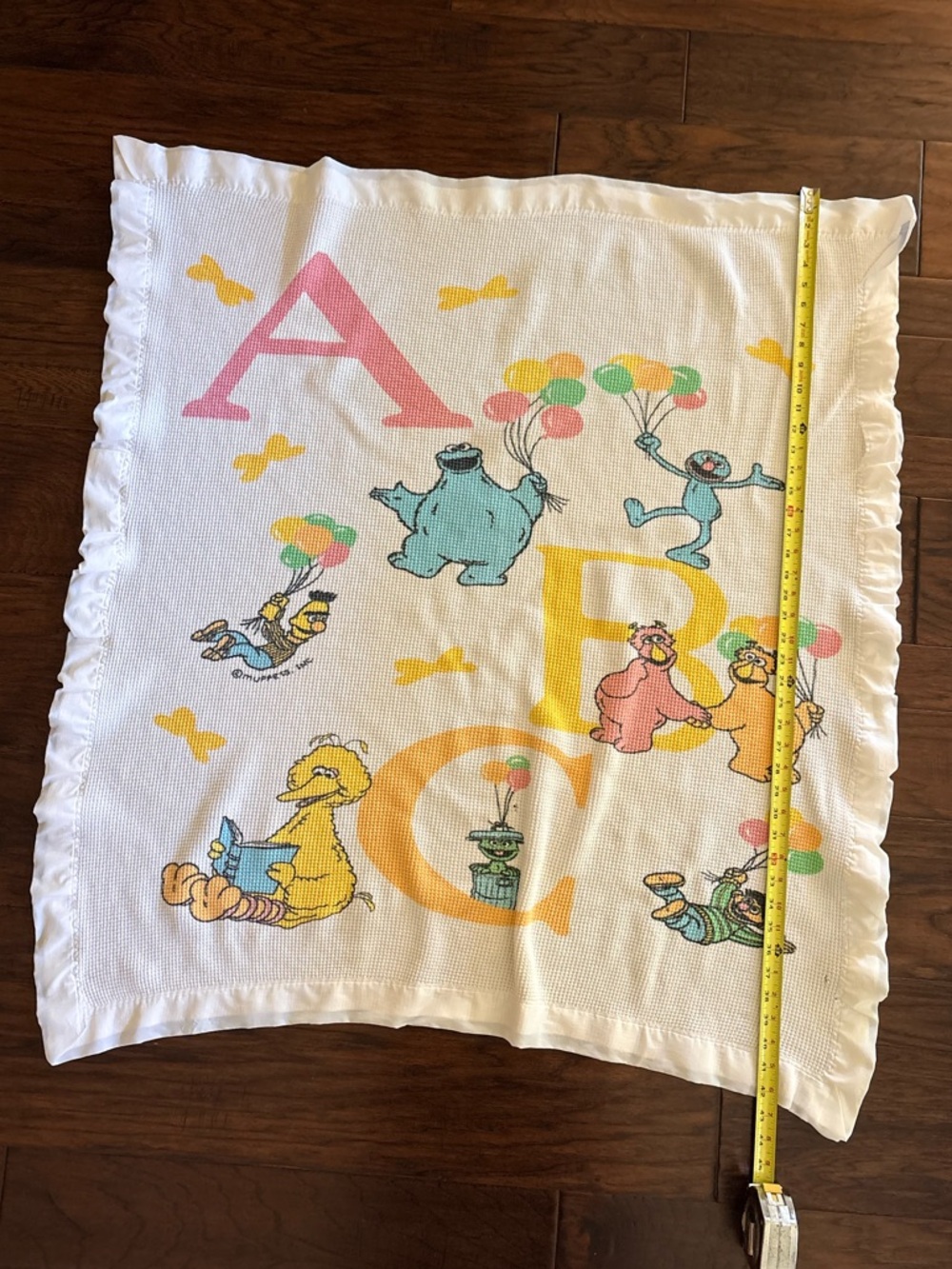 Vintage ABC Sesame Street Baby waffle weave Blanket - no tag- satin border- - Picture 13 of 16